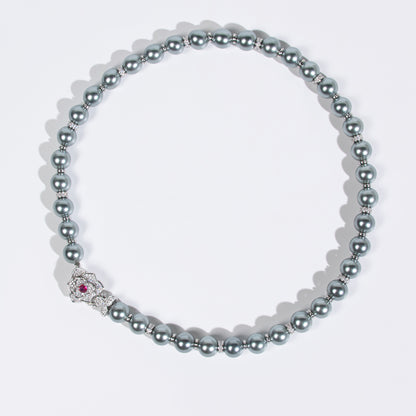 Pearl & Copper Zircon Necklace with Red Accent AAA Cubic Zircon Gemstone Choker Necklace For Party Gift