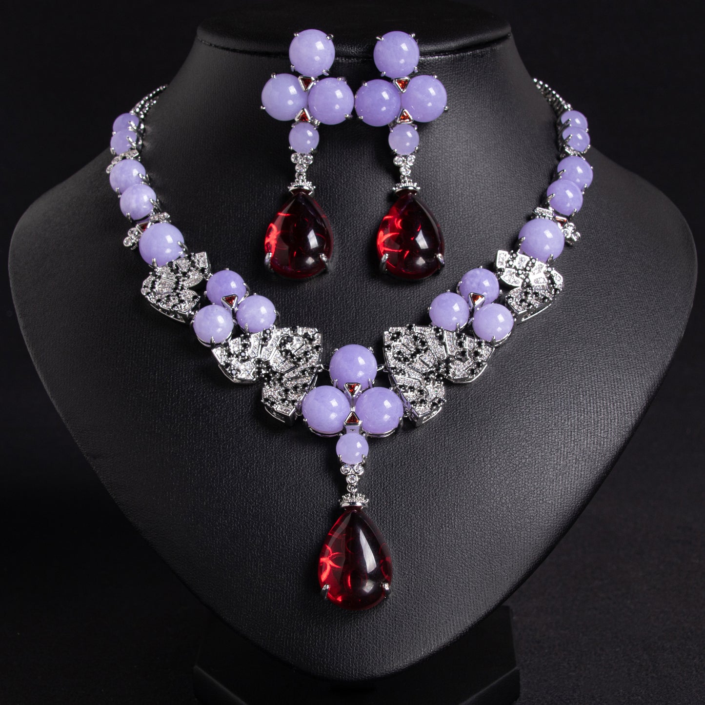 Green/Purple Women's Jewelry Set Big Tear Drops Colorful Retro Wholesale Sets For women Girl