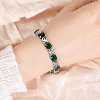 Hot Sale AAA Cubic Zircon Diamond Square Shaped Endless Bracelets Women Wholesale