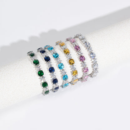 Hot Sale AAA Cubic Zircon Diamond Square Shaped Endless Bracelets Women Wholesale