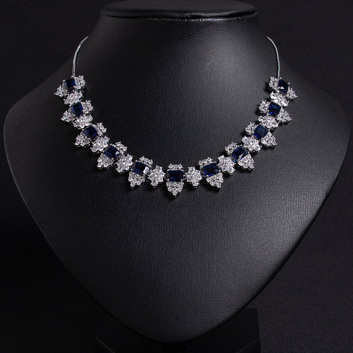 Vivid Red Zircon & Copper Statement Necklace with Intricate Square Setting Snow Flower AAA Cubic Jewelry