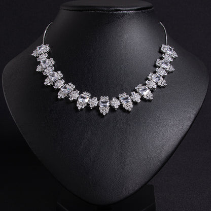 Vivid Red Zircon & Copper Statement Necklace with Intricate Square Setting Snow Flower AAA Cubic Jewelry