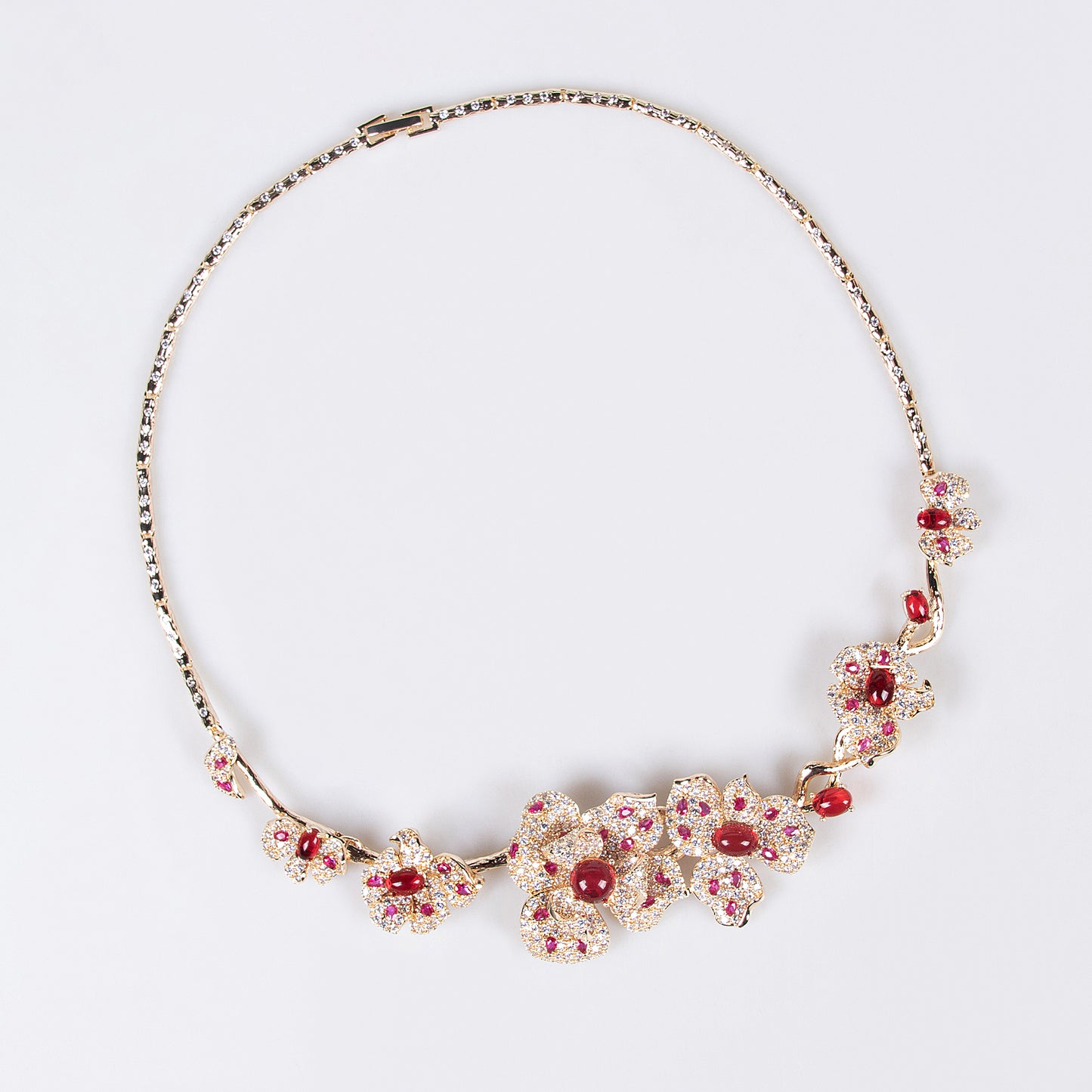 Gorgeous Flower Statement AAA Cubic Zircon Necklace Earrings Sets For Women Party Jewelry