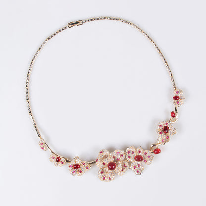 Gorgeous Flower Statement AAA Cubic Zircon Necklace Earrings Sets For Women Party Jewelry