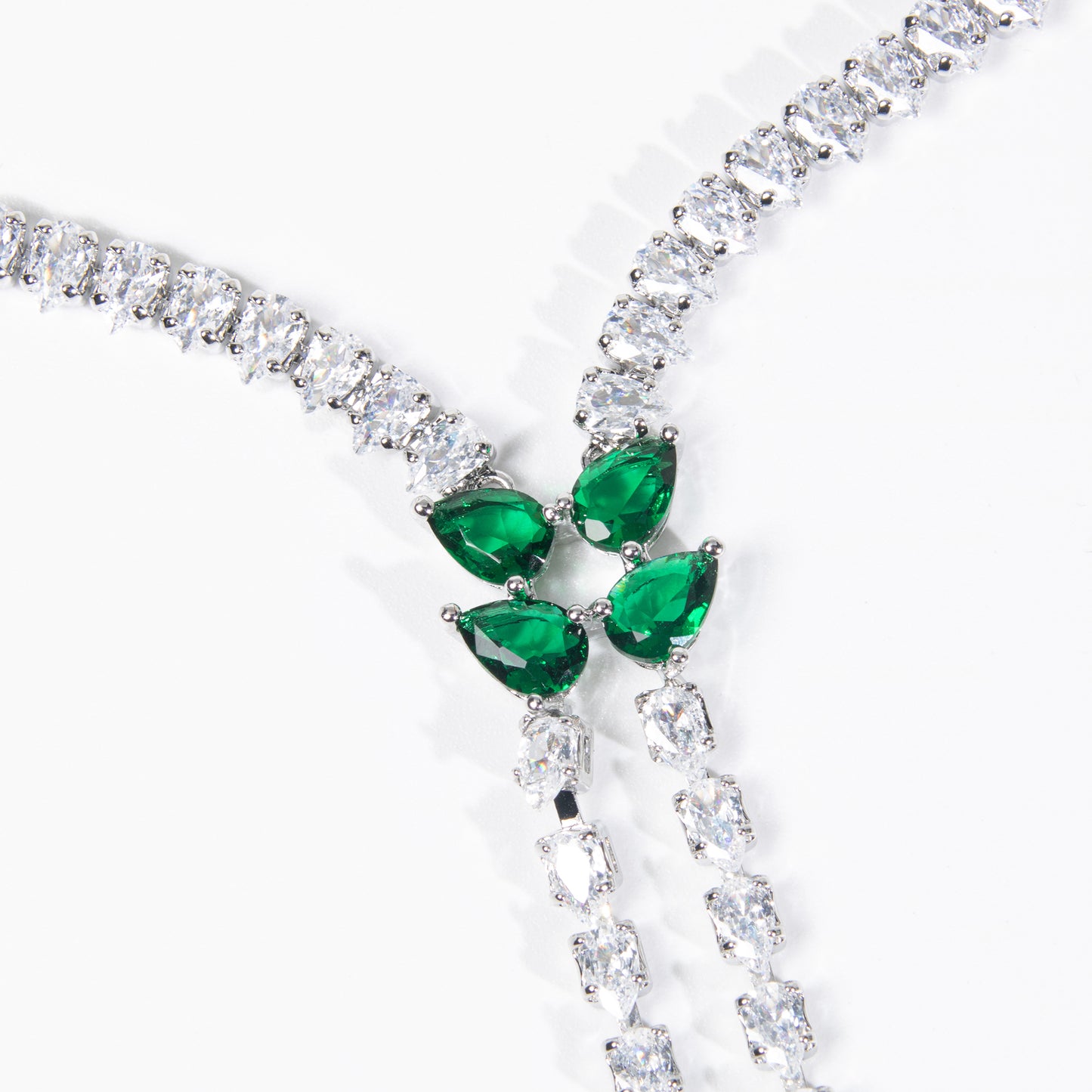 2pcs Copper with Zirconia Earrings & Necklace Jewelry Set