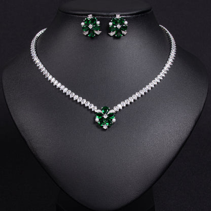 Royal Cute Hot Sale 2025 Wholesale Flower Charm Pendant Dangling Cupchain Necklace Stud Earrings Women Fine Jewelry