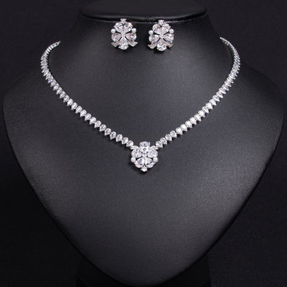 Royal Cute Hot Sale 2025 Wholesale Flower Charm Pendant Dangling Cupchain Necklace Stud Earrings Women Fine Jewelry