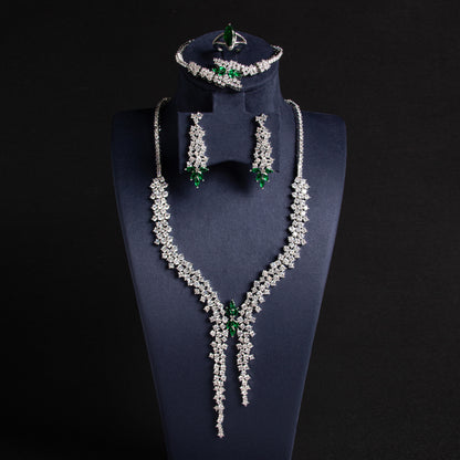 Gorgeous Leaf Shaped AAA Cubic Zircon Diamond Jewelry Sets For Women Wholesale Hot Sale
