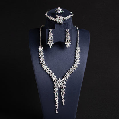 Gorgeous Leaf Shaped AAA Cubic Zircon Diamond Jewelry Sets For Women Wholesale Hot Sale