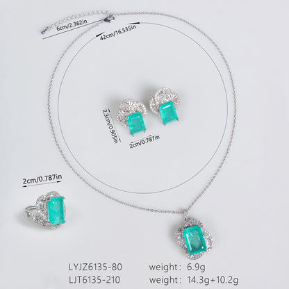 4pcs Copper with Zirconia Earrings & Necklace Jewelry Set
