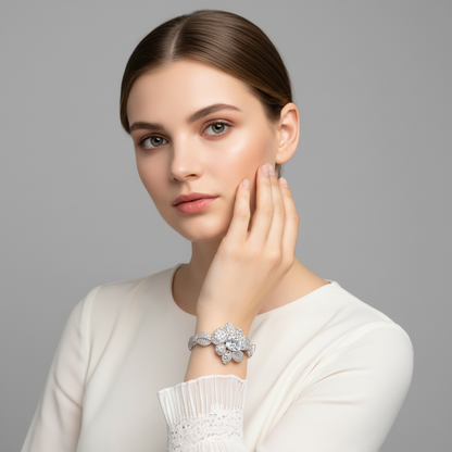 Vibrant Floral Zircon & Copper Bracelet with Multi-Gem Blossom and Leaf Motifs for Bohemian Style & Festive Occasion Wear
