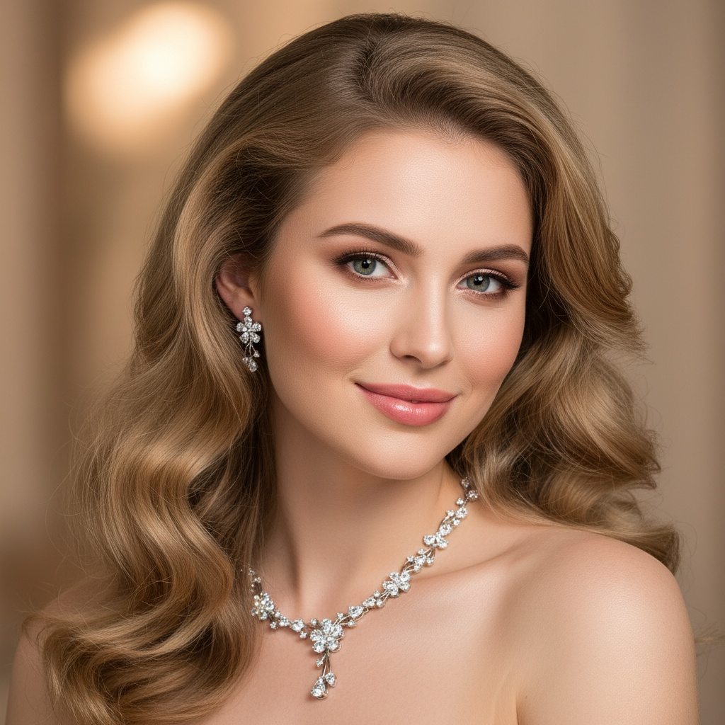 Elegant Rhodium-Plated Copper CZ Floral Jewelry Set with Micro-Pave Blossoms and Scrollwork Detailing