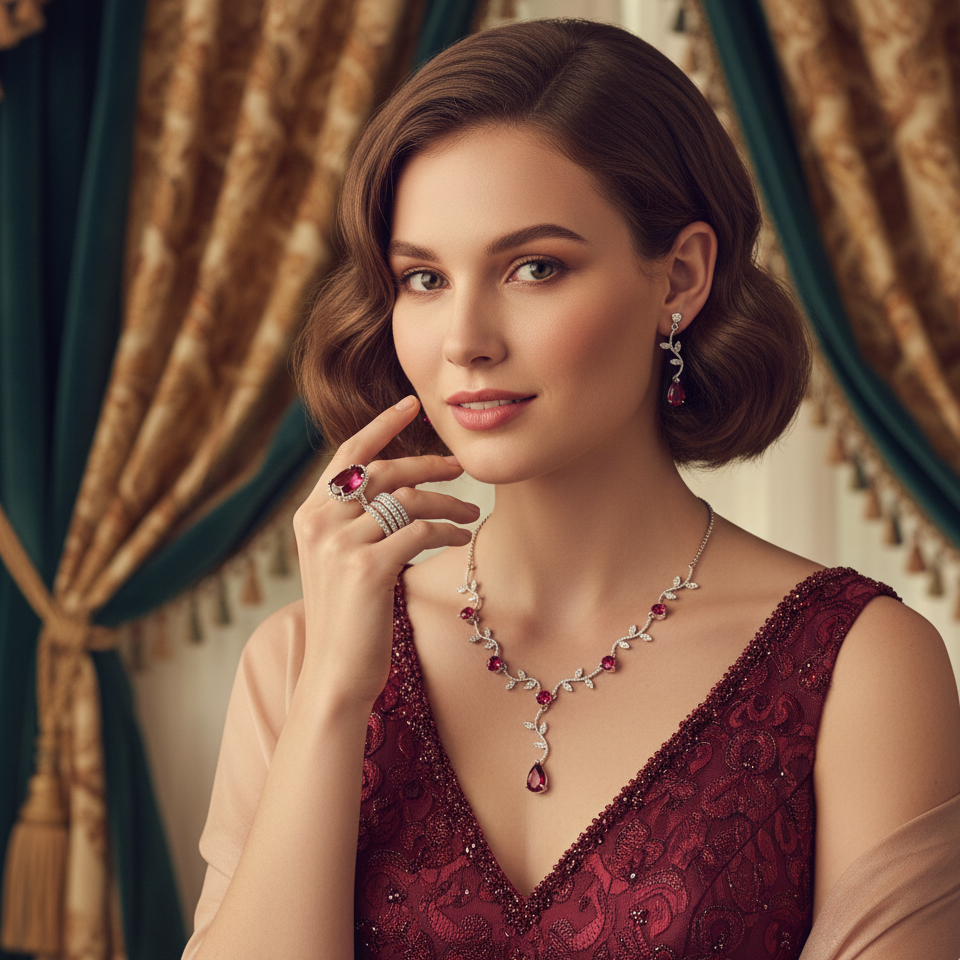 Simple Zircon Diamond Leaf Shaped Necklace Earring Sets Women Bridal Jewelry Sets