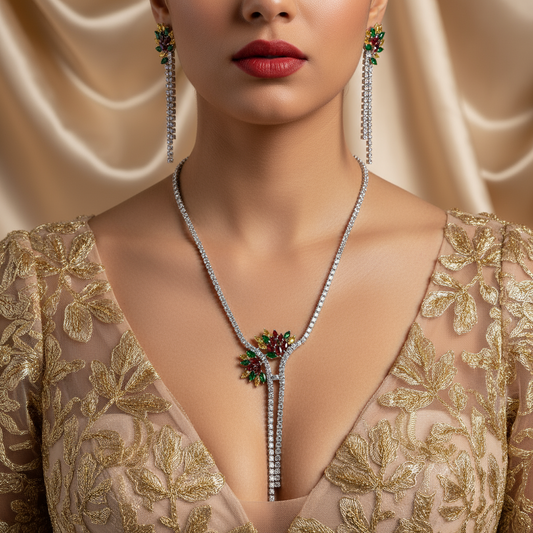 Long Tassel Flower shaped Hot Sale AAA Cubic Zircon Diamond Sets Fine Jewelry Sparkly Accessories