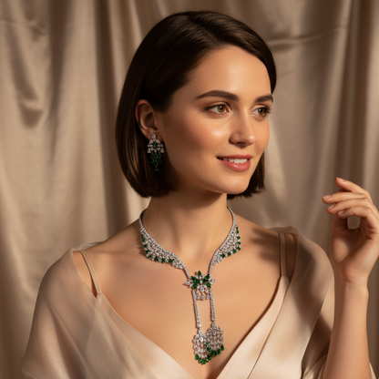 Boho Vintage AAA Cubic Zircon Stone Wings Shaped Necklace Earrings Sets Various Colorful Jewelries Sets Women Hot Sale