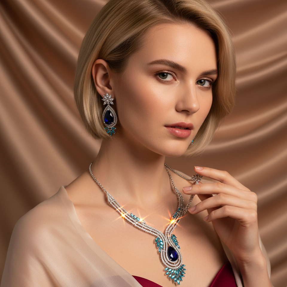 Luxury Teardrop Shaped Multicolor Jewelry Set Earrings Boho Indian Style Jewelry Sets For Women Party