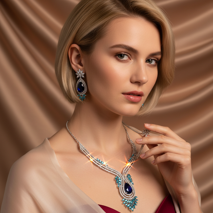 Luxury Teardrop Shaped Multicolor Jewelry Set Earrings Boho Indian Style Jewelry Sets For Women Party