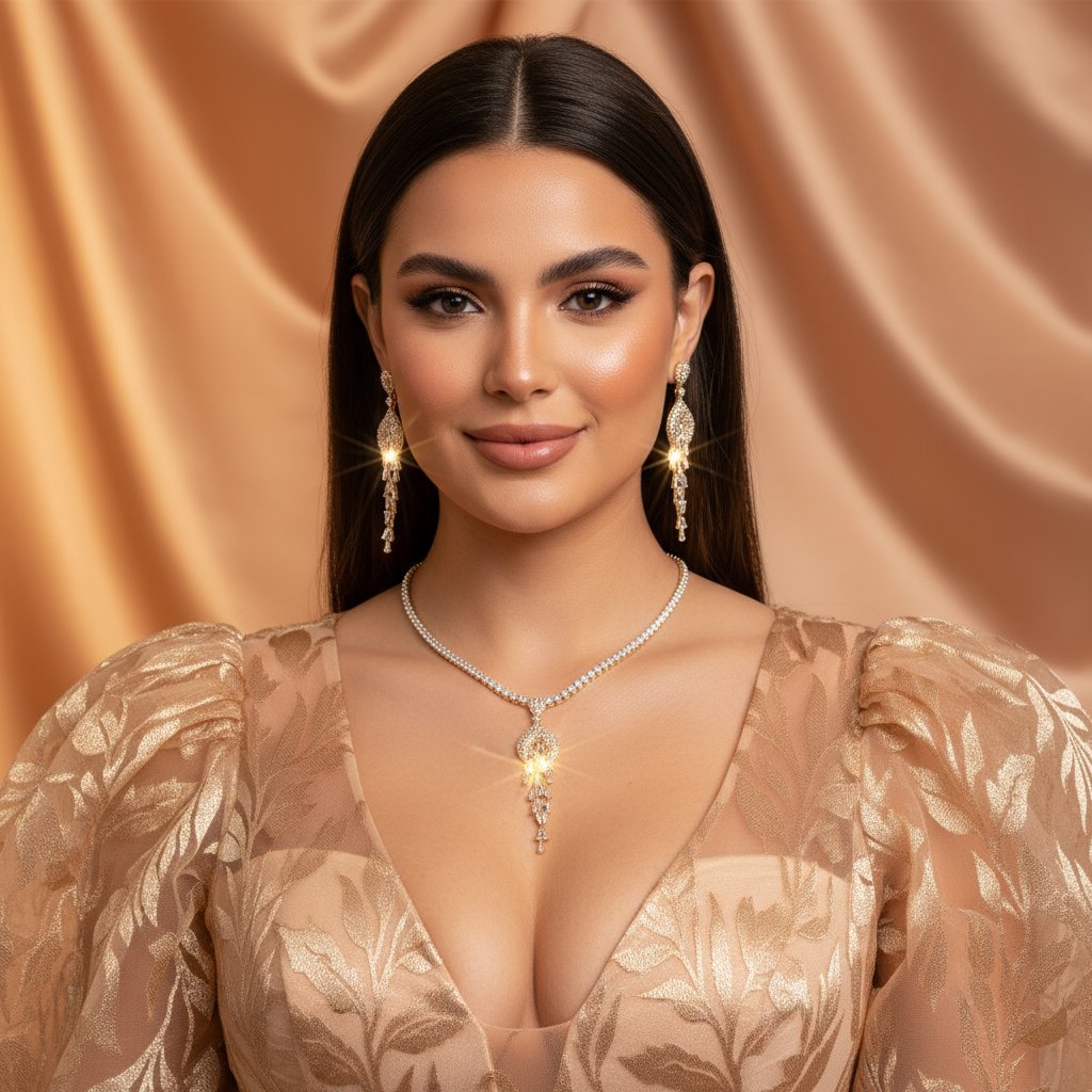 1 Set Of Gold/Silver/Multi-Color Women Earrings Necklace Set Long Style Tassel