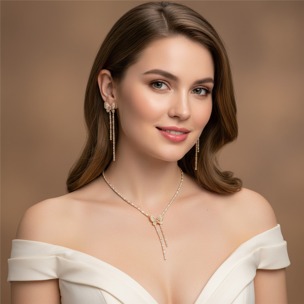 Butterfly Cubic Zircon AAA Cubic Diamond Multi Color Jewelry Sets Women Wholesale