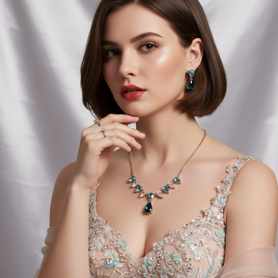 Tear Droped Charms Pendant Dangling Ne/Er Sets Wholesale Bridal Jewelry