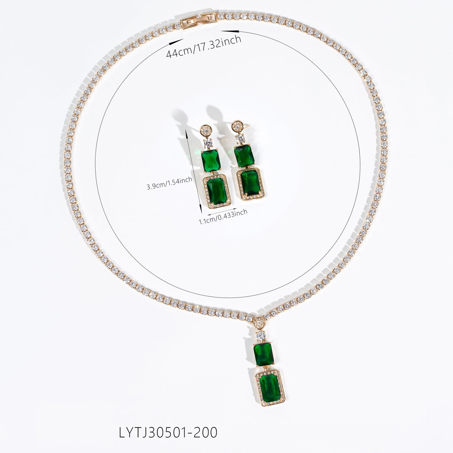 2pcs Copper with Zirconia Earrings & Necklace Jewelry Set