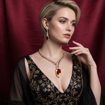 Big Rectangle Shaped Special Gold Plated Choker Jewelry Sets Wholesale Women Hot Selling
