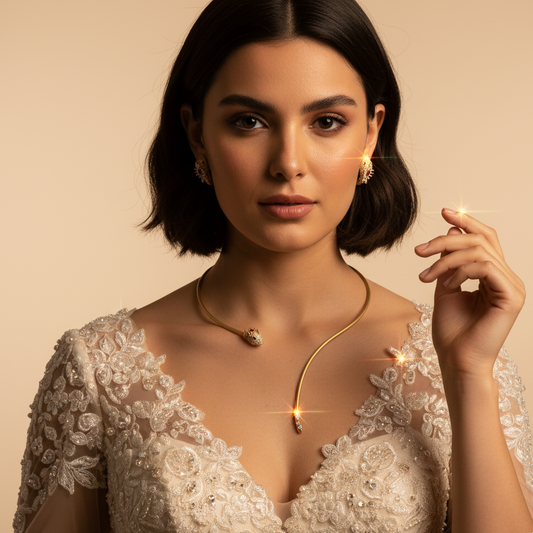 Simple Snake Mesh Gold Plated AAA Cubic Choker NK+ER Jewelry Sets For Women Birthday Party Gift