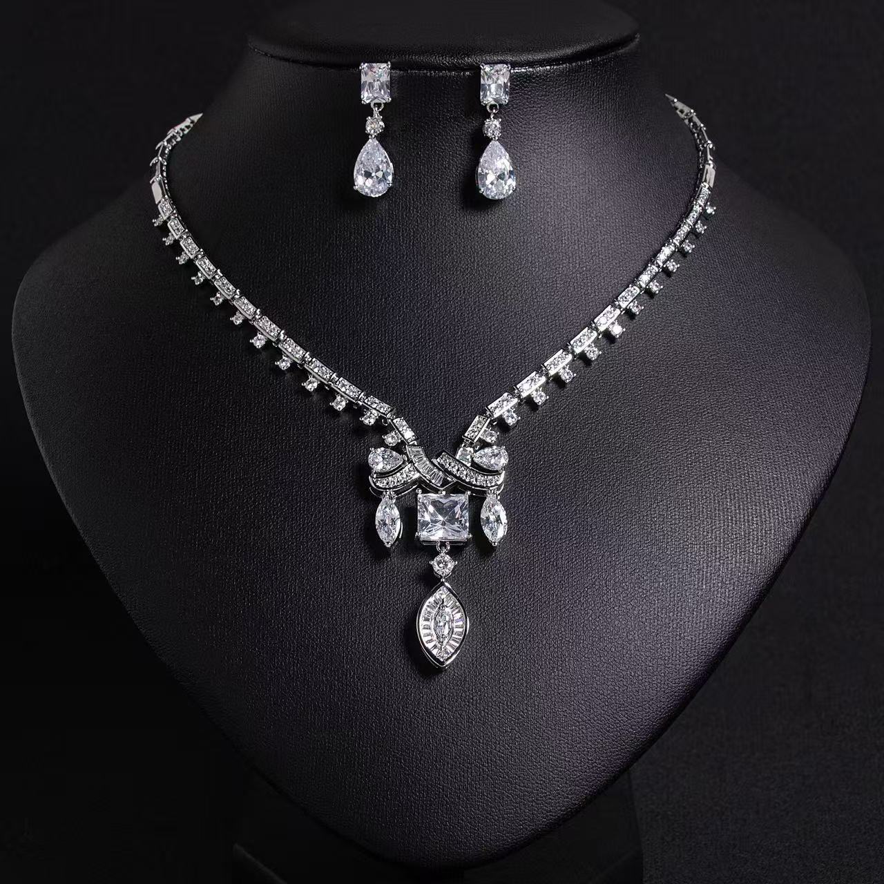 Retro Indian Style AAA Cubic ZIrconia Pendant Bridal Jewelry Sets Women Wholesale Hot Sale