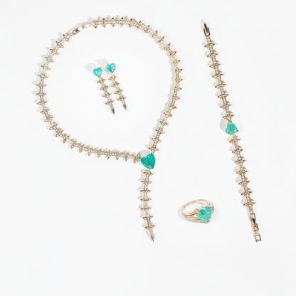 4pc Copper with Zirconia Earrings & Necklace Jewelry Set