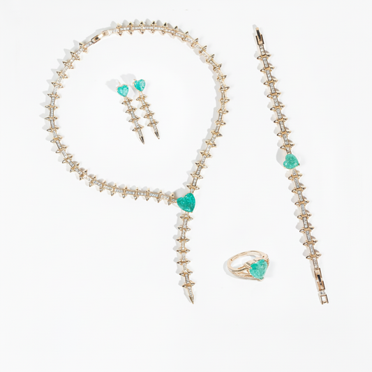 4pc Copper with Zirconia Earrings & Necklace Jewelry Set